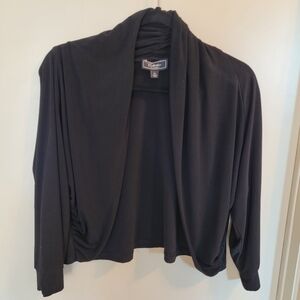 Dressbarn Women's Shrug Sz XL Black Bolero Open Front Cardigan Jersey Knit EUC